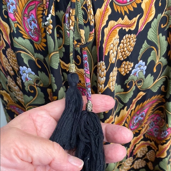 Chelsea & Theodore Pleated Red Green Maxi Skirt - Picture 4 of 13